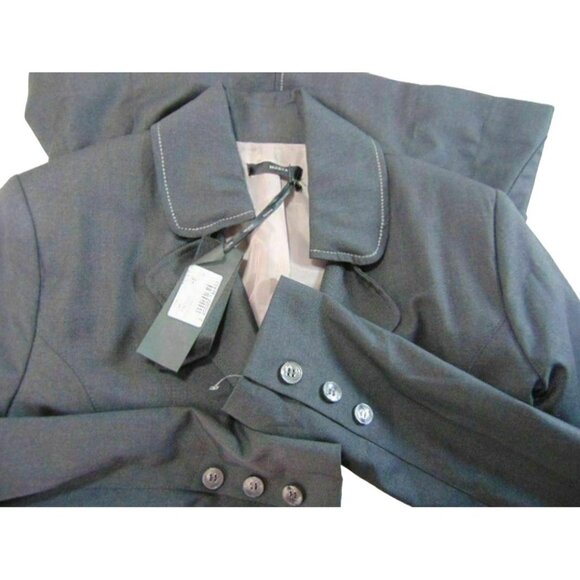 Maeva Italia Charcoal Black Blazer US 12 IT 48 New Tags Lined Stretch Topstitch - Picture 12 of 12